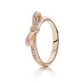 Δαχτυλίδι φιόγκος με κυβ. ζιρκόνια, 14K rose gold-plated