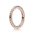 Δαχτυλίδι 14K rose gold-plated, λογότυπο PANDORA, καρδιά