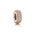 Διαχωριστικό καρδιά με pave κυβ. ζιρκόνια, 14K rose gold-plated