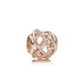 Σύμβολο με κυβ. ζιρκόνια, 14K rose gold-plated