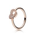 Δαχτυλίδι 14K rose gold-plated με κυβική ζιρκόνια, καρδιά