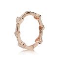 Δαχτυλίδι με κυβική ζιρκόνια 14K rose gold-plated, καρδιές