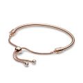 Βραχιόλι bangle με επίστρωση ροζ χρυσού 14Κ με κυβ. ζιρκόνια