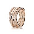 Δαχτυλίδι με κυβ. ζιρκόνια, 14K rose gold-plated