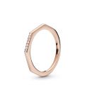 Δαχτυλίδι με διαφ. κυβ. ζιρκόνια, 14K rose gold-plated