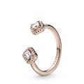 Δαχτυλίδι 14K rose gold-plated ανοιγόμενο με διαφ. κυβ. ζιρκόνια