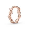 Δαχτυλίδι 14K rose gold-plated με κυβική ζιρκόνια, μαργαρίτα