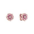 Σκουλαρίκια 14K rose gold-plated με κυβ. ζιρκόνια & σμάλτο, μαργαρίτα