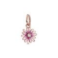 Κρεμαστό 14K rose gold-plated με κυβ. ζιρκόνια & σμάλτο, μαργαρίτα