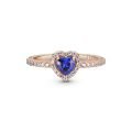 Δαχτυλίδι 14K rose gold-plated με κυβική ζιρκόνια και κρύσταλλο, καρδιά