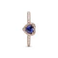 Δαχτυλίδι 14K rose gold-plated με κυβική ζιρκόνια και κρύσταλλο, καρδιά