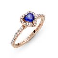 Δαχτυλίδι 14K rose gold-plated με κυβική ζιρκόνια και κρύσταλλο, καρδιά