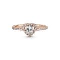 Δαχτυλίδι 14K rose gold-plated με κυβική ζιρκόνια, καρδιά