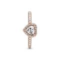Δαχτυλίδι 14K rose gold-plated με κυβική ζιρκόνια, καρδιά