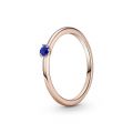 Δαχτυλίδι 14K rose gold-plated με αστρικό μπλε κρύσταλλο