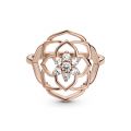 Δαχτυλίδι 14K rose gold-plated με κυβική ζιρκόνια, λουλούδι τριαντάφυλλο