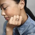 Δαχτυλίδι 14K rose gold-plated με κυβική ζιρκόνια, λουλούδι τριαντάφυλλο