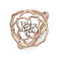 Δαχτυλίδι 14K rose gold-plated με κυβική ζιρκόνια, λουλούδι τριαντάφυλλο