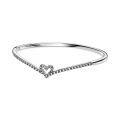 Bangle ασ. 925 με κυβ. ζιρκόνια, καρδιά & wishbone