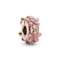 Κλιπ 14K rose gold-plated με κυβική ζιρκόνια, σμάλτο & σιλικόνη, μαργαρίτα