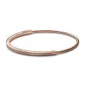 Βραχιόλι bangle με επίστρωση ροζ χρυσού 14k και κυβική ζιρκόνια