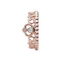 Δαχτυλίδι τιάρα με κυβ. ζιρκόνια, 14K rose gold-plated
