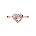 Δαχτυλίδι 14K rose gold-plated με κυβική ζιρκόνια, καρδιά