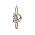 Δαχτυλίδι 14K rose gold-plated με κυβική ζιρκόνια, καρδιά