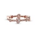 Δαχτυλίδι με κυβική ζιρκόνια 14K rose gold-plated, καρδιές