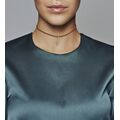 Choker ασ.925 με καφέ δέρμα και κυβ. ζιρκόνια, φτερό