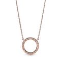 Κολιέ 14K rose gold-plated με κυβ. ζιρκόνια (διπλής όψεως) λογότυπο PANDORA