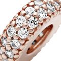 Διαχωριστικό καρδιά με pave κυβ. ζιρκόνια, 14K rose gold-plated