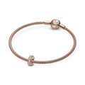 Διαχωριστικό καρδιά με pave κυβ. ζιρκόνια, 14K rose gold-plated