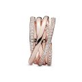 Δαχτυλίδι με κυβ. ζιρκόνια, 14K rose gold-plated