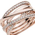 Δαχτυλίδι με κυβ. ζιρκόνια, 14K rose gold-plated