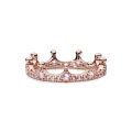 Δαχτυλίδι κορώνα με ροζ κρύσταλλο, 14K rose gold-plated