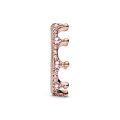 Δαχτυλίδι κορώνα με ροζ κρύσταλλο, 14K rose gold-plated