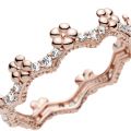Δαχτυλίδι 14K rose gold-plated με κυβική ζιρκόνια, λουλούδι