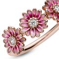 Δαχτυλίδι 14K rose gold-plated με κυβ. ζιρκόνια & σμάλτο, μαργαρίτα