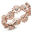 Δαχτυλίδι 14K rose gold-plated με κυβική ζιρκόνια, μαργαρίτα