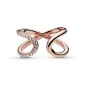 Δαχτυλίδι  14K rose gold-plated ανοιχτό με κυβική ζιρκόνια, άπειρο
