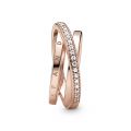 Δαχτυλίδι 14K rose gold-plated με κυβική ζιρκόνια, λογότυπο Pandora
