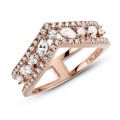 Δαχτυλίδι 14K rose gold-plated με κυβ. ζιρκόνια, wishbone