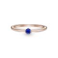 Δαχτυλίδι 14K rose gold-plated με αστρικό μπλε κρύσταλλο