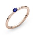 Δαχτυλίδι 14K rose gold-plated με αστρικό μπλε κρύσταλλο