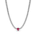 Choker ασ. 925 με κόκκινο κρύσταλλο & κυβική ζιρκόνια, καρδιά