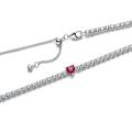 Choker ασ. 925 με κόκκινο κρύσταλλο & κυβική ζιρκόνια, καρδιά