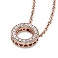 Κολιέ 14K rose gold-plated με κυβ. ζιρκόνια (διπλής όψεως) λογότυπο PANDORA