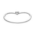 Bangle ασ. 925 με κυβ. ζιρκόνια, καρδιά & wishbone