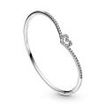 Bangle ασ. 925 με κυβ. ζιρκόνια, καρδιά & wishbone